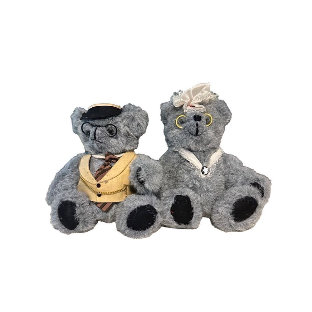 Vintage Kent Collectibles 11" Grandpa and Grandma Jointed Teddy Bear Set